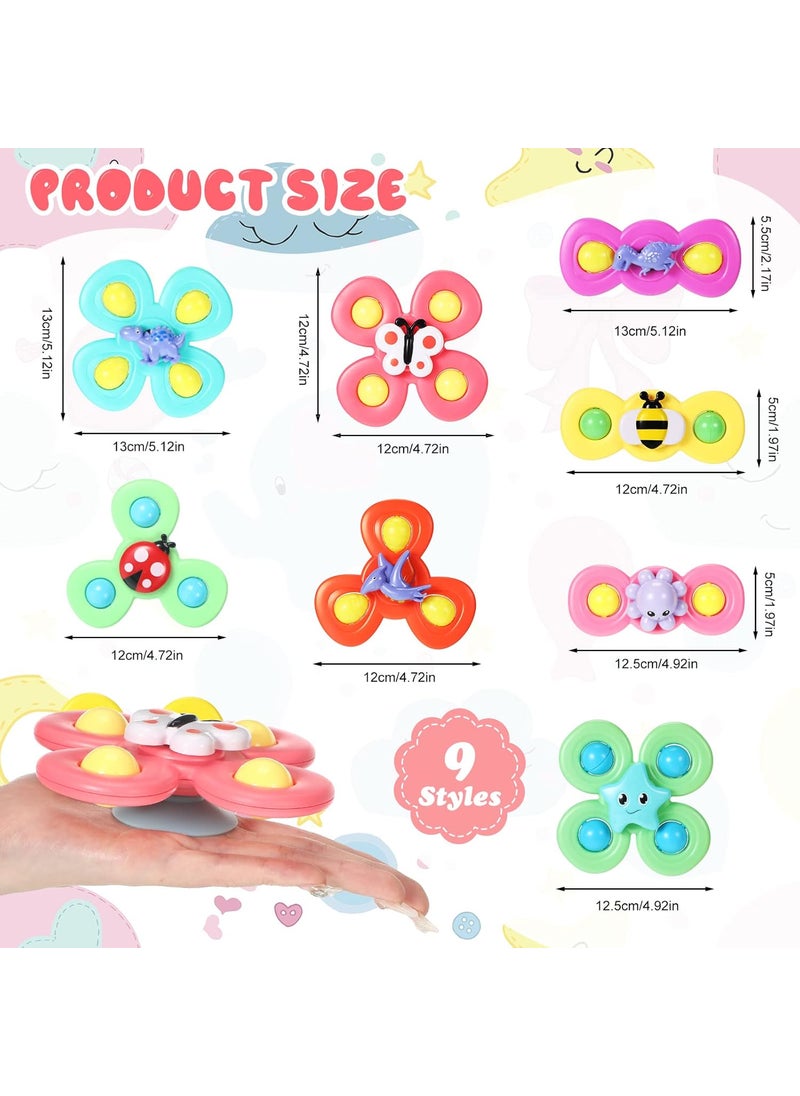 Leitee Leitee 9 Pcs Suction Cup Toys Bath Toys Sensory Strong Suction Cup Toys Spinner Dimple Toy Birthday Gifts for Early Education Bathtub Dining Chairs 3 StylesCute Style  - Image 2