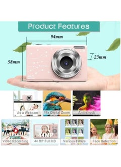 LIMOS 2.4 inch 48MP 16X Zoom 2.7K Full HD Digital Camera Children Card Camera, UK Plug (Pink)  - Image 3