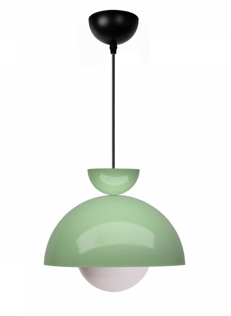 Nuuq Glass and Metal Green Pendant Light – Modern Ceiling Lamp E27 Compatible - Image 3
