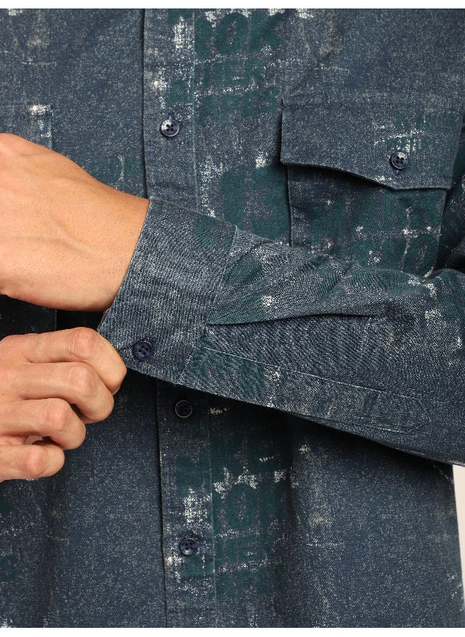 Beyoung Green And Blue Abstract Printed Overshirt  - Image 5