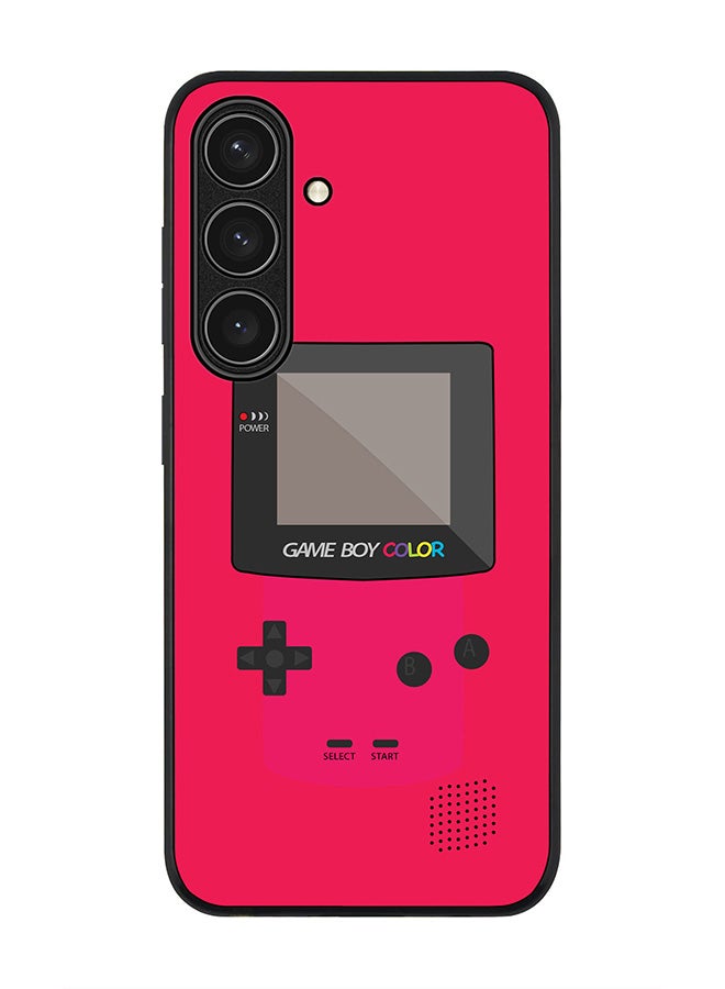 Stylizedd Rugged Black edge case for Samsung Galaxy S24 FE, Slim fit Soft Case Flexible Anti Drop TPU Gel Thin Cover -  Gameboy Color - Pink - Image 1
