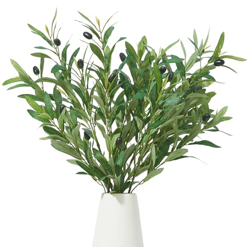 Heleze 35 Inch Olive Branches for Vases Artificial Greenery Stems Faux Olive Tree Branch Home Decor 4PCS - Image 1