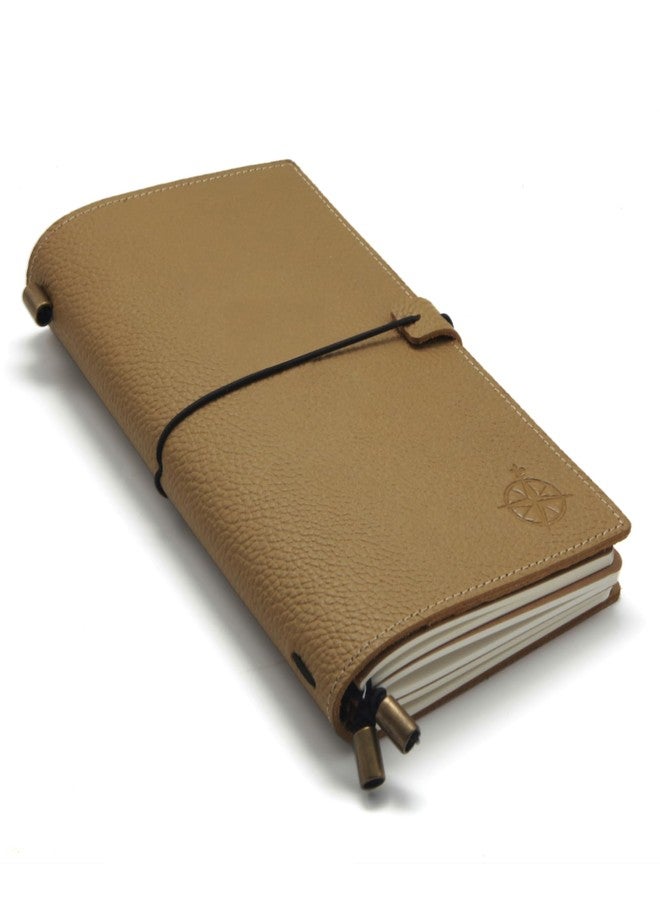 Wanderings Leather Travelers Notebook with Pockets - Artichoke - Refillable Notebook Organiser, Hand-Crafted Genuine Leather Notebook with Pockets for Writing, Travelers, Organizing - Blank Inserts, 8.5 x 4.5 - Image 1