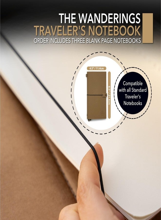 Wanderings Leather Travelers Notebook with Pockets - Artichoke - Refillable Notebook Organiser, Hand-Crafted Genuine Leather Notebook with Pockets for Writing, Travelers, Organizing - Blank Inserts, 8.5 x 4.5 - Image 4