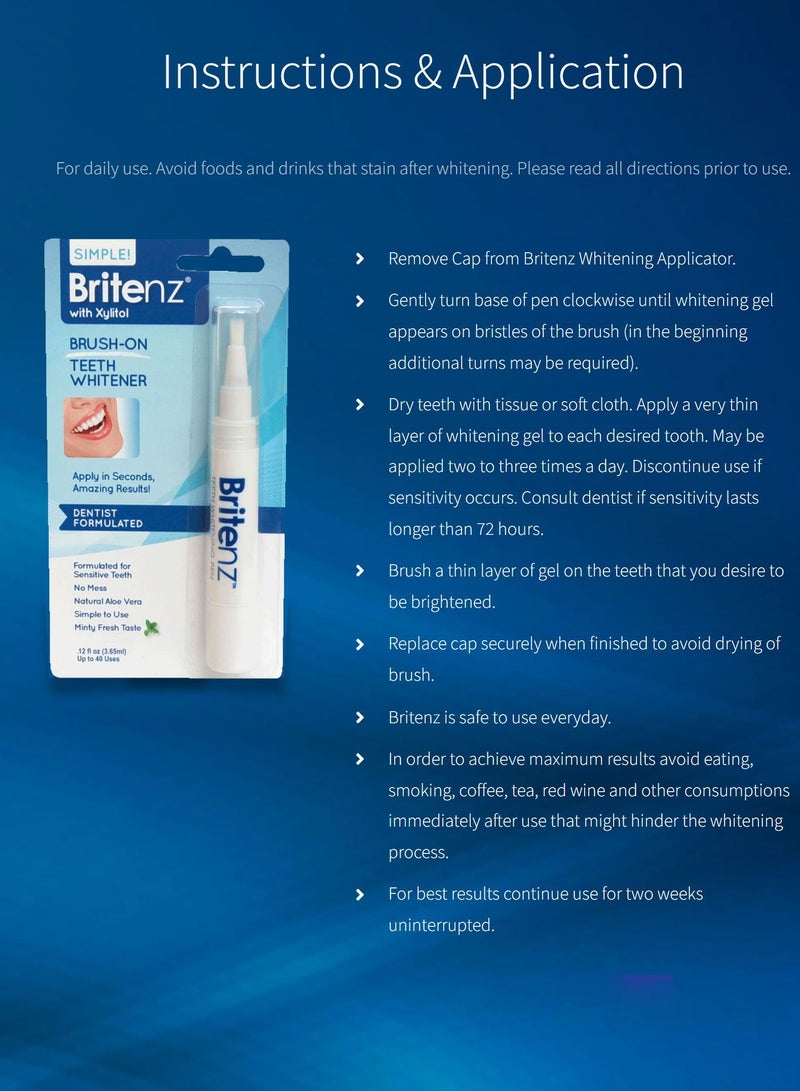 Britenz Natural Teeth Whitening Pen Gel | Xylitol Aloe Vera  | 3.65ml  - Image 2