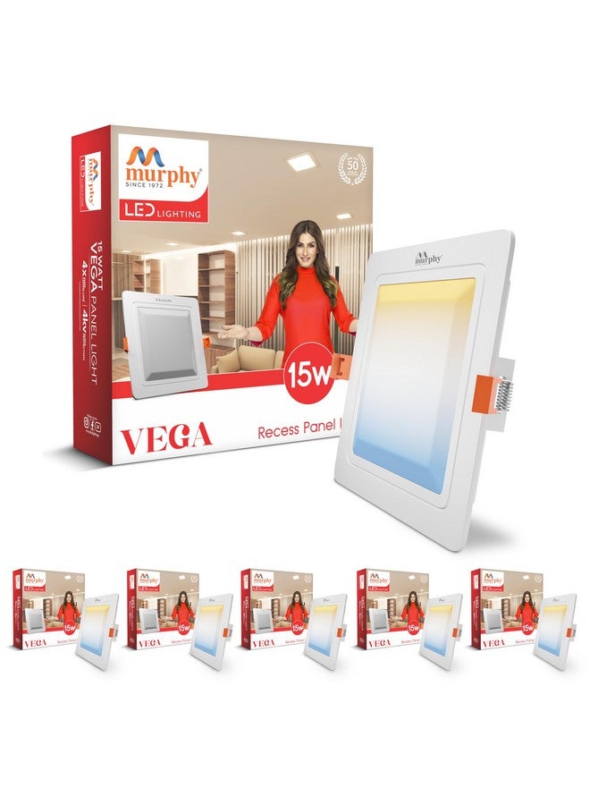 Murphy Polycarbonate 15W Vega 3-In-1 Square Led Panel Ceiling Color Changing Light (Cool White/Warm White/Natural White, Pack Of 6) - Image 1