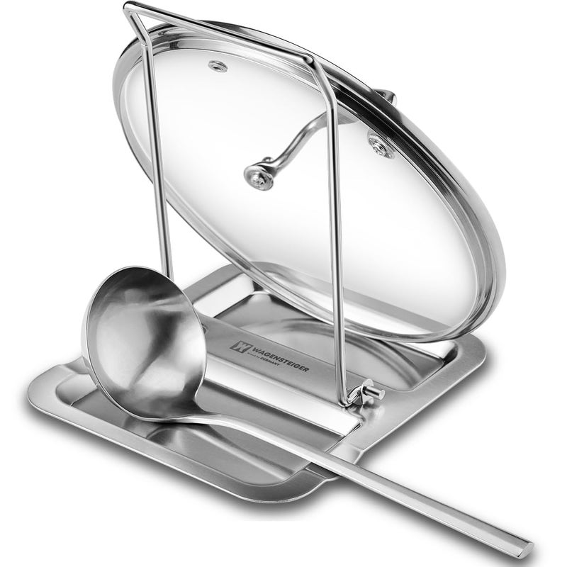 WAGENSTEIGER Foldable Stainless Steel Pot Lid Rest, Ladle Holder, Multifunctional Kitchen Organizer Stand, Easy Storage, Dishcloth Rack, Pan Lid Holder, Cooking Utensil Holder Organizer - Image 1
