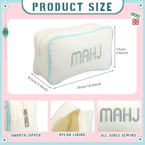 Sunnymove Empty Mahjong Bag Thickened American Mahjong Tiles Bag with Zipper Storage Pouch for Board Game Pieces Game Party Travel Gatherings Accessories 104x56 Case Only MahjCream White - Image 5