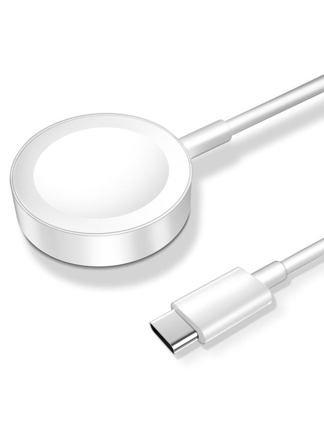 إتش بي إم واي 𝟐𝟎𝟐𝟔 𝐔𝐩𝐠𝐫𝐚𝐝𝐞𝐝 كابل شحن مغناطيسي لشاحن Apple Watch، 【منفذ USB C】 كابل شحن لاسلكي متوافق مع iWatch Series Ultra/10/9/8/7/6/SE/SE2/5/4/3/2【3.3FT】-أبيض - Image 1