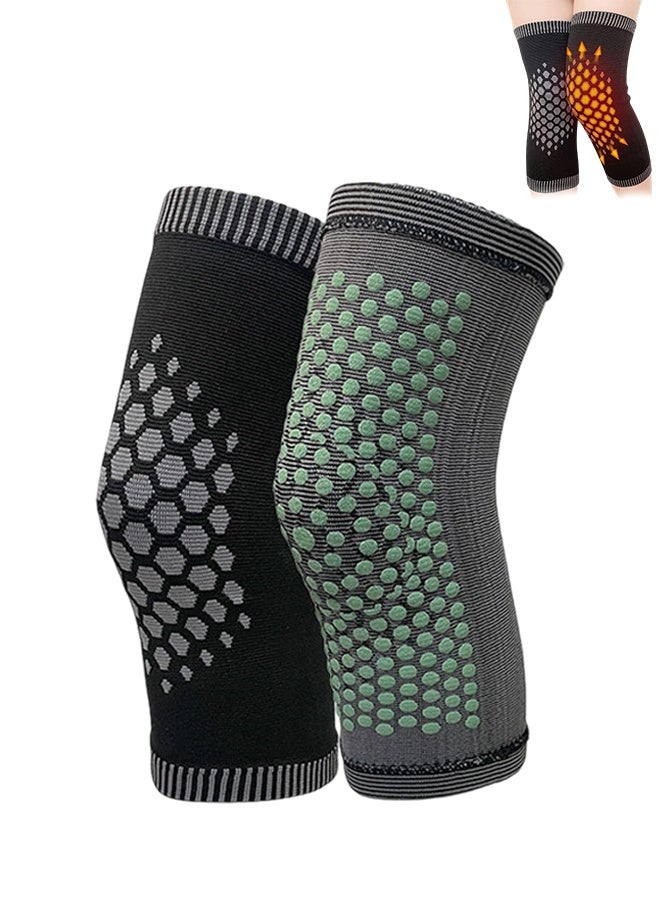 Polish'D Knee Brace for Knee Pain Relief, Portable Heated Knee Brace for Women Men, Knee Brace with Side Stabilizers, Tactical Knee Pads, 2 Pack Adjustable Knee Brace (L） - Image 1