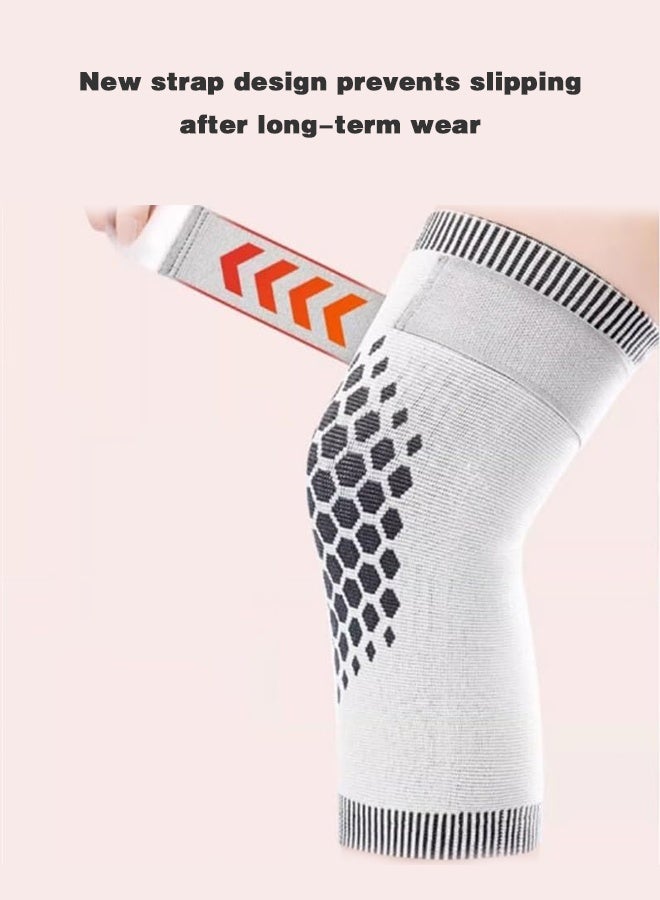 Polish'D Knee Brace for Knee Pain Relief, Portable Heated Knee Brace for Women Men, Knee Brace with Side Stabilizers, Tactical Knee Pads, 2 Pack Adjustable Knee Brace (L） - Image 2