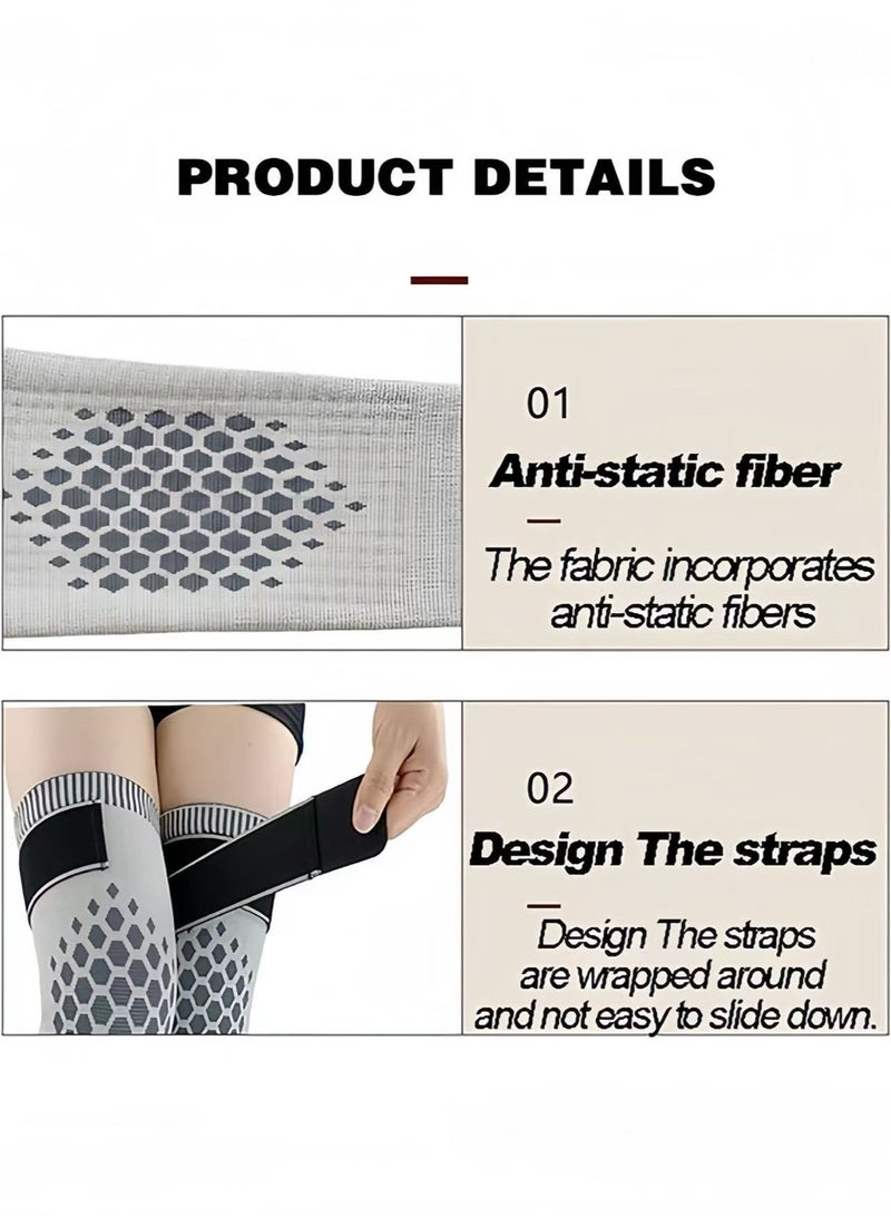 Polish'D Knee Brace for Knee Pain Relief, Portable Heated Knee Brace for Women Men, Knee Brace with Side Stabilizers, Tactical Knee Pads, 2 Pack Adjustable Knee Brace (L） - Image 3