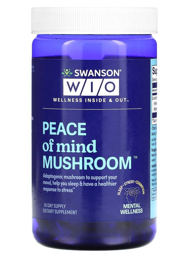 Swanson WIO Peace of Mind Mushroom 30 Capsules (500 mg per Capsule) - Image 1