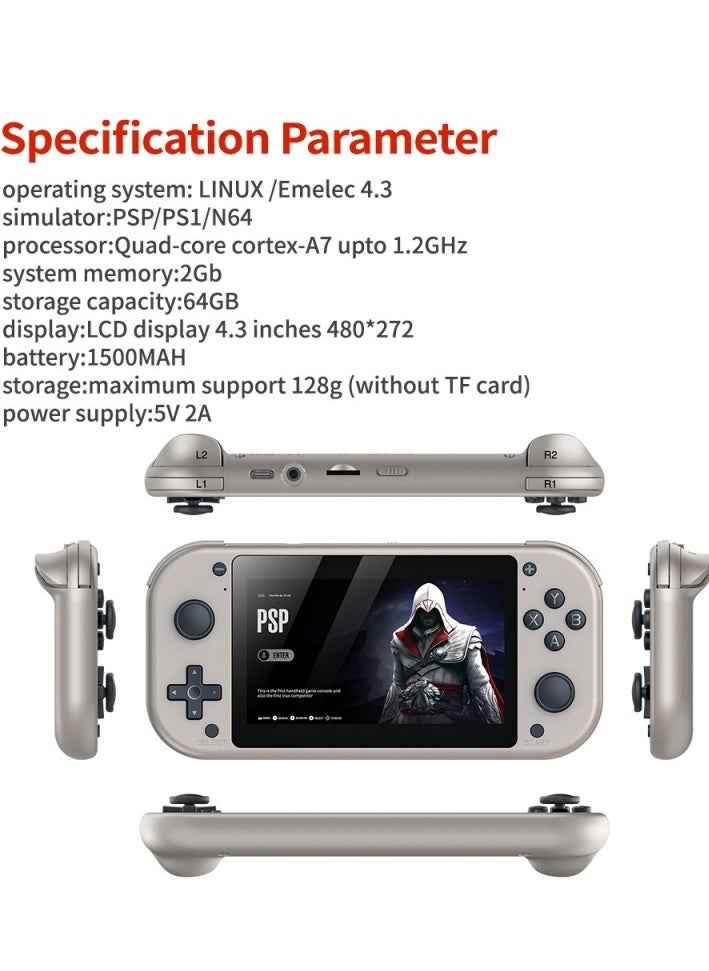 New M17 handheld TV game console box, 3D arcade 4K high-definition PSPPS1 256G memory, LCD display screen, 4.3 inches, including over 30 languages