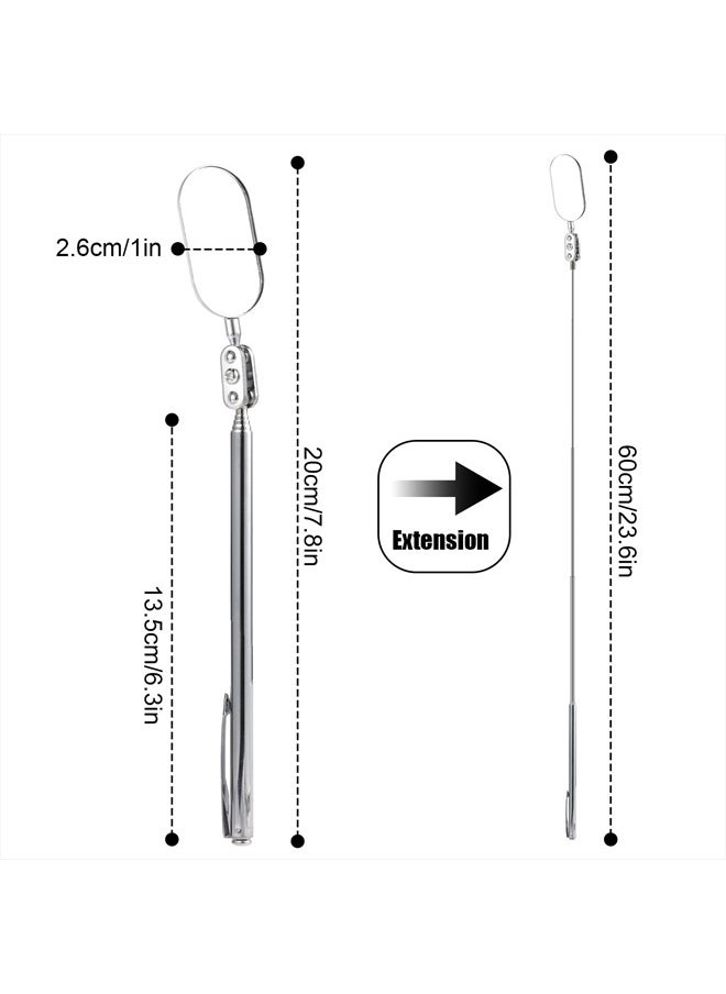 SAVITA Telescoping Inspection Mirror, Oval Telescopic Mechanics Mirror Tool with Extended Handle Machine Tool Inspection Mirrors for Checking Vehicle Condition (7.87~23.62 Inch Handle)  - Image 2