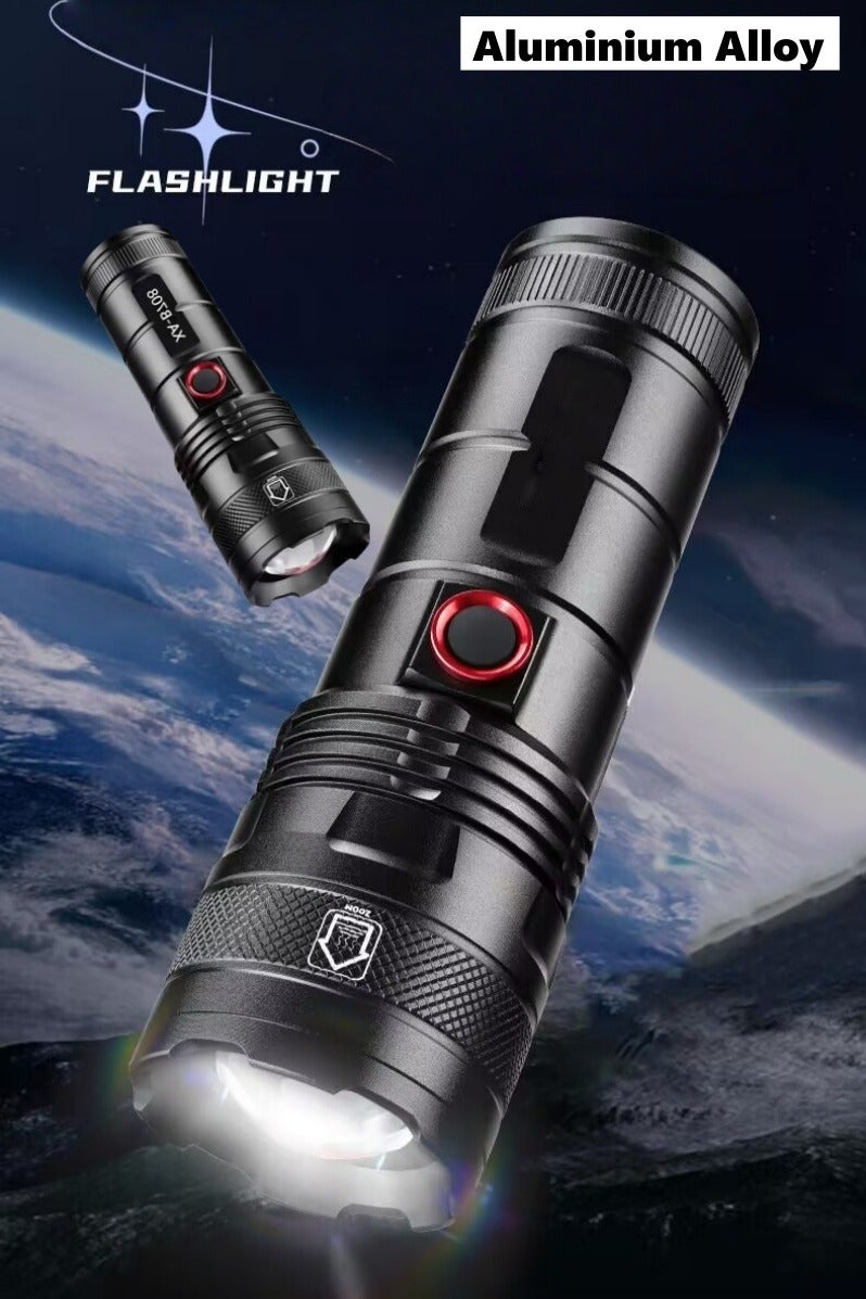 loyal Rechargeable LED Flashlight with Battery Indicator, High Lumens, 20W LED, 5 Modes, 500M Zoomable, Aluminum Alloy, Waterproof/Shockproof, 1200mAh Battery - Image 1