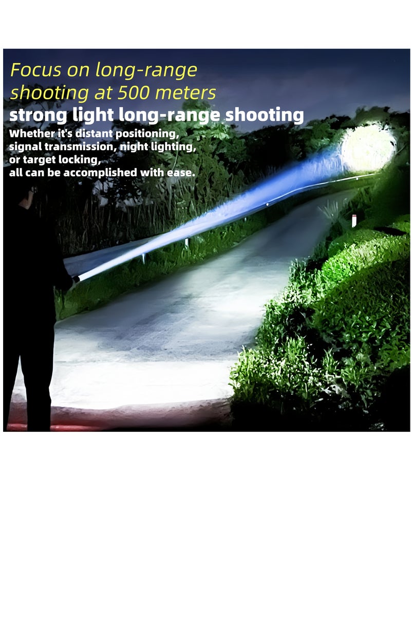 loyal Rechargeable LED Flashlight with Battery Indicator, High Lumens, 20W LED, 5 Modes, 500M Zoomable, Aluminum Alloy, Waterproof/Shockproof, 1200mAh Battery - Image 4