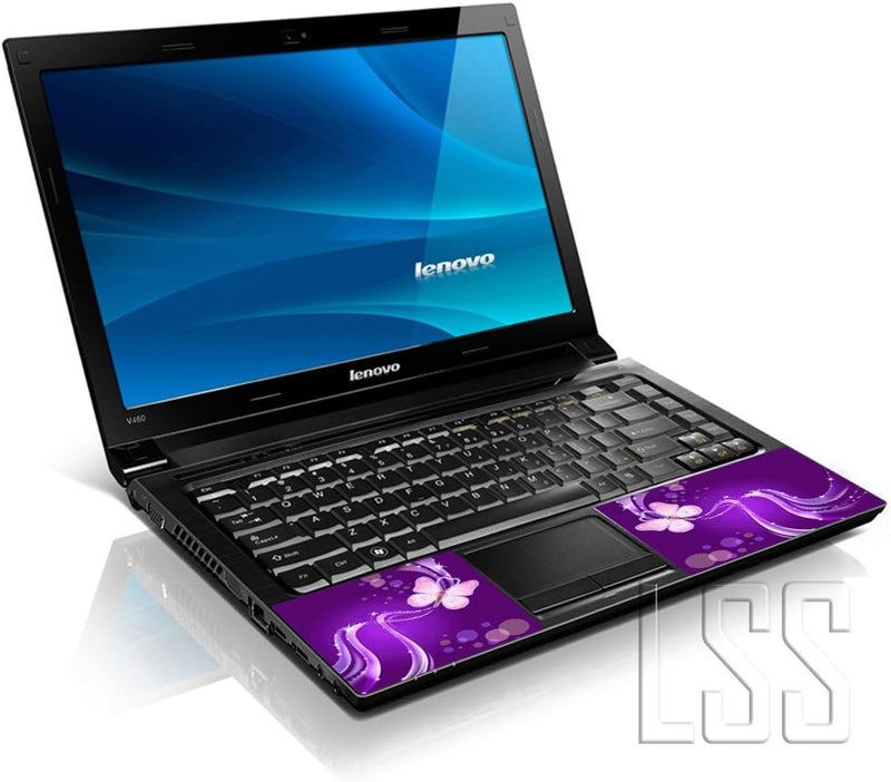 LSS 17 17.3 Inches Laptop Notebook Skin Sticker with 2 Wrist Pads - Reusable Cover Protector Vinyl Sticker Cover Decal Fits 17" - 19" HP Asus Acer Samsung - Purple Butterfly Pattern - Image 2