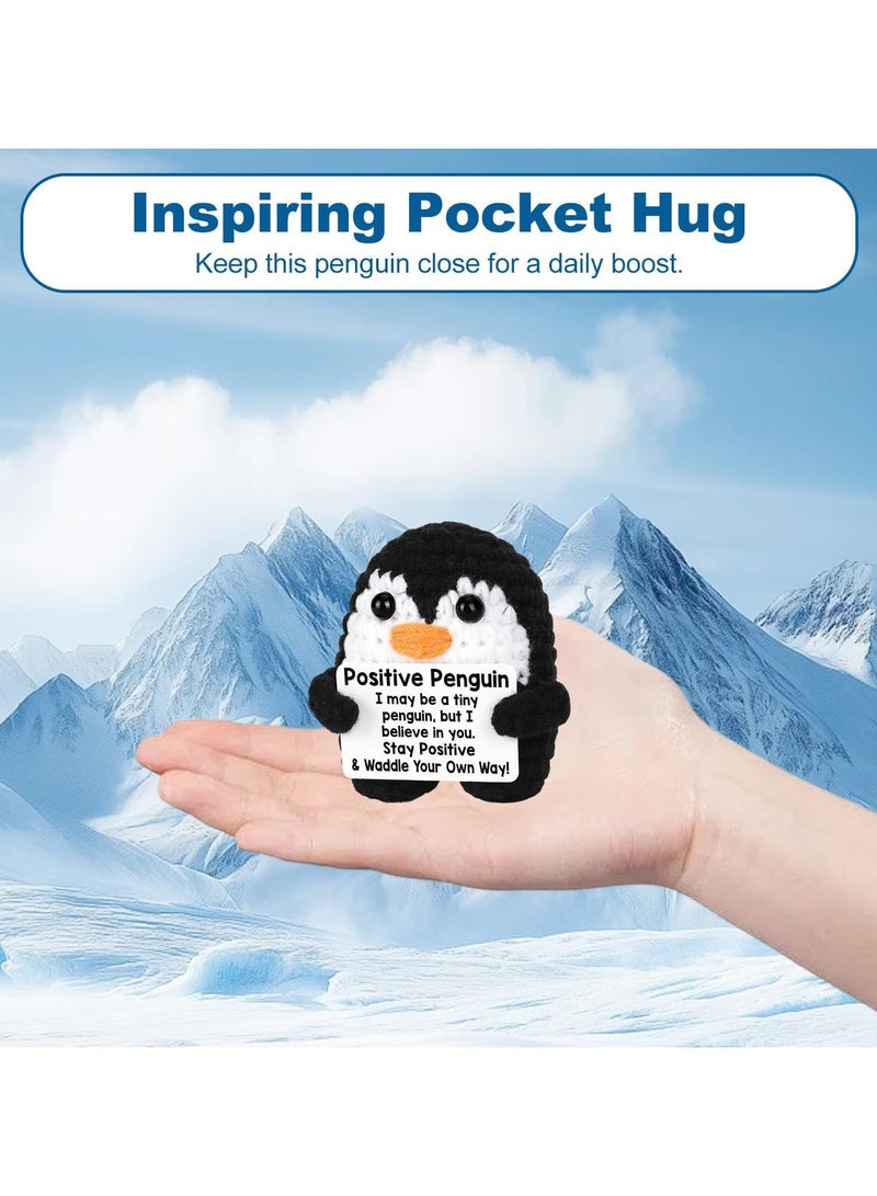general Positive Penguin Crochet pocket Cuddle Penguin with card, creative plush emotional support Penguin Positive Gift Good Luck Gift Funny Crochet doll for family and friends - Image 2