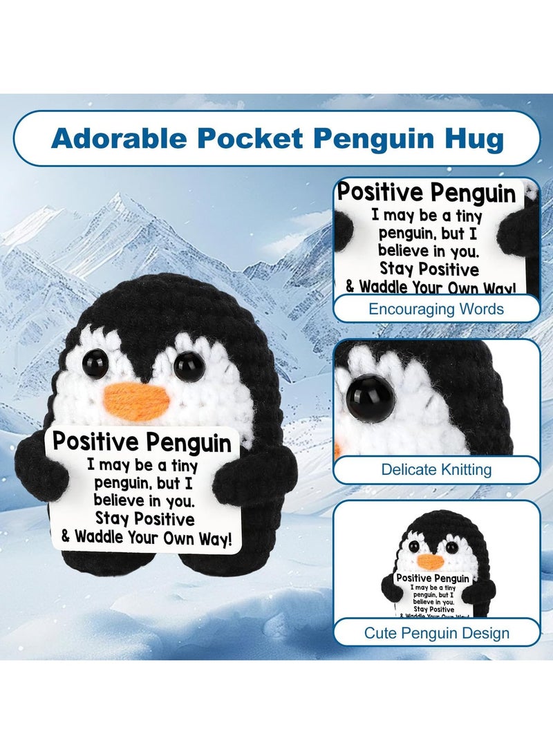 general Positive Penguin Crochet pocket Cuddle Penguin with card, creative plush emotional support Penguin Positive Gift Good Luck Gift Funny Crochet doll for family and friends - Image 3