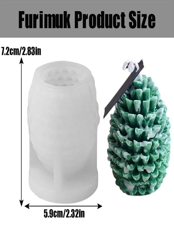 Furimuk 2 Pcs Christmas Pinecone Silicone Candle Molds Soap Mold 3D Xmas Theme Resin Concrete Mould DIY Supplies Winter Table Home Decor Ornament Mold - Image 2