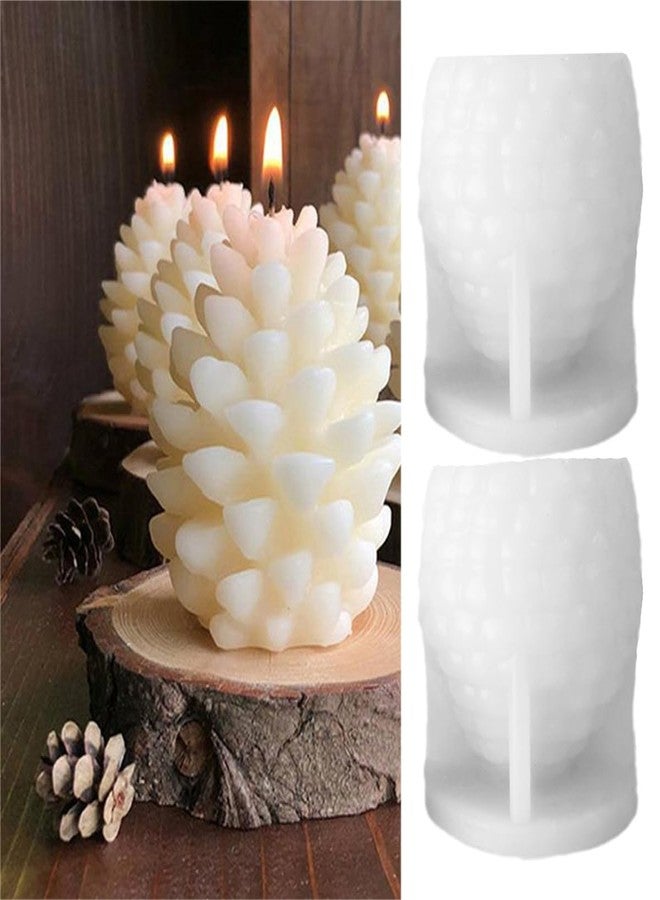 Furimuk 2 Pcs Christmas Pinecone Silicone Candle Molds Soap Mold 3D Xmas Theme Resin Concrete Mould DIY Supplies Winter Table Home Decor Ornament Mold - Image 1