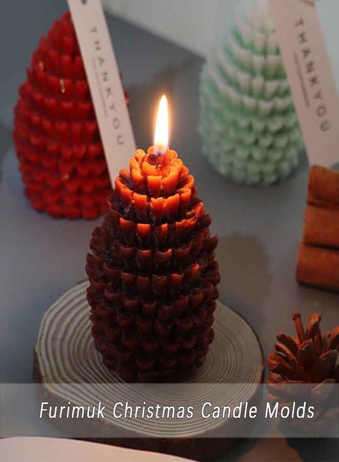 Furimuk 2 Pcs Christmas Pinecone Silicone Candle Molds Soap Mold 3D Xmas Theme Resin Concrete Mould DIY Supplies Winter Table Home Decor Ornament Mold - Image 3