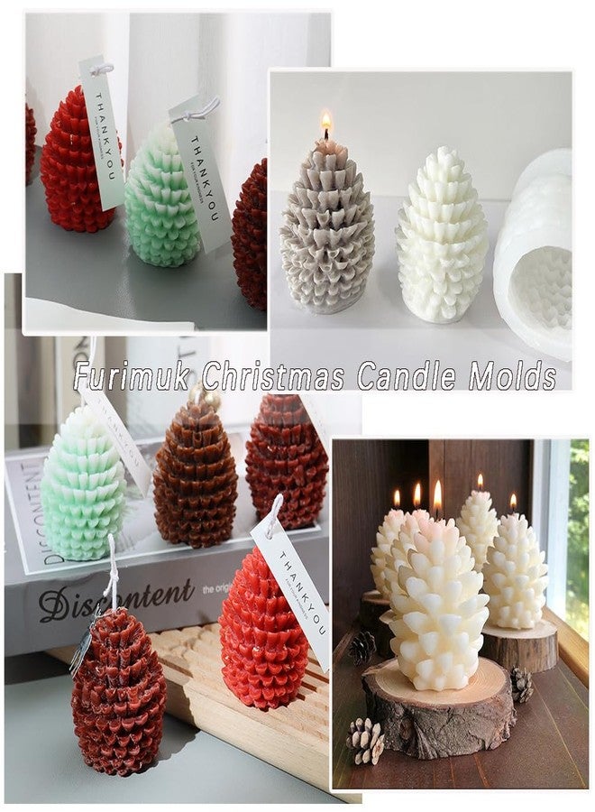 Furimuk 2 Pcs Christmas Pinecone Silicone Candle Molds Soap Mold 3D Xmas Theme Resin Concrete Mould DIY Supplies Winter Table Home Decor Ornament Mold - Image 5