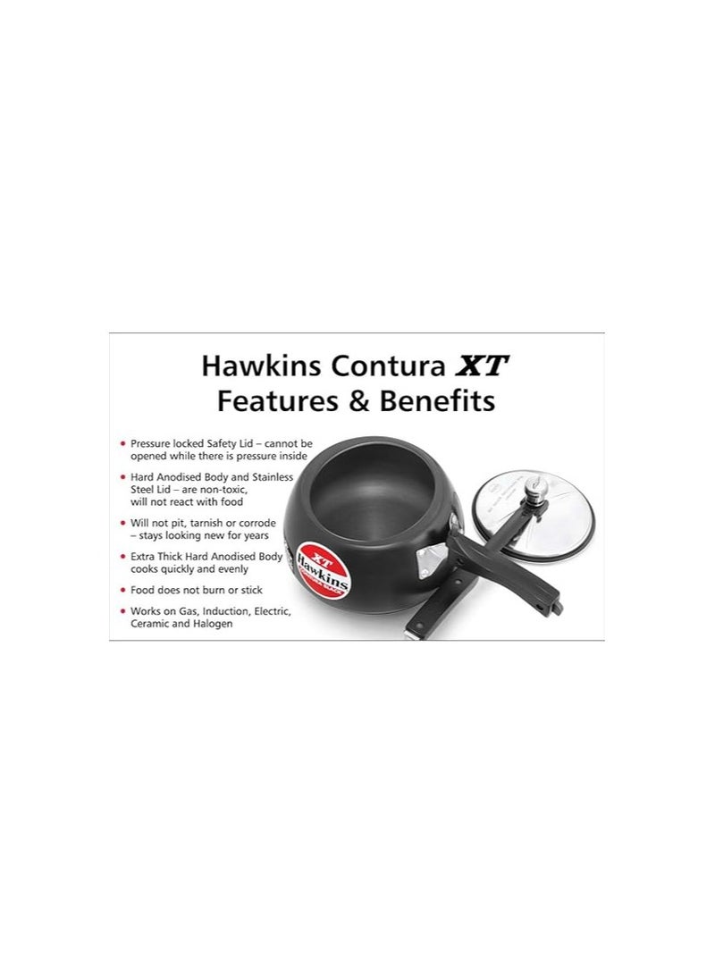 هوكينز طنجرة ضغط من الألومنيوم بغطاء داخلي متوافق مع أجهزة الطهي بالحث الحراري من Hawkins Contura Black XT، سعة 3 لتر، لون أسود (CXT30) - Image 3