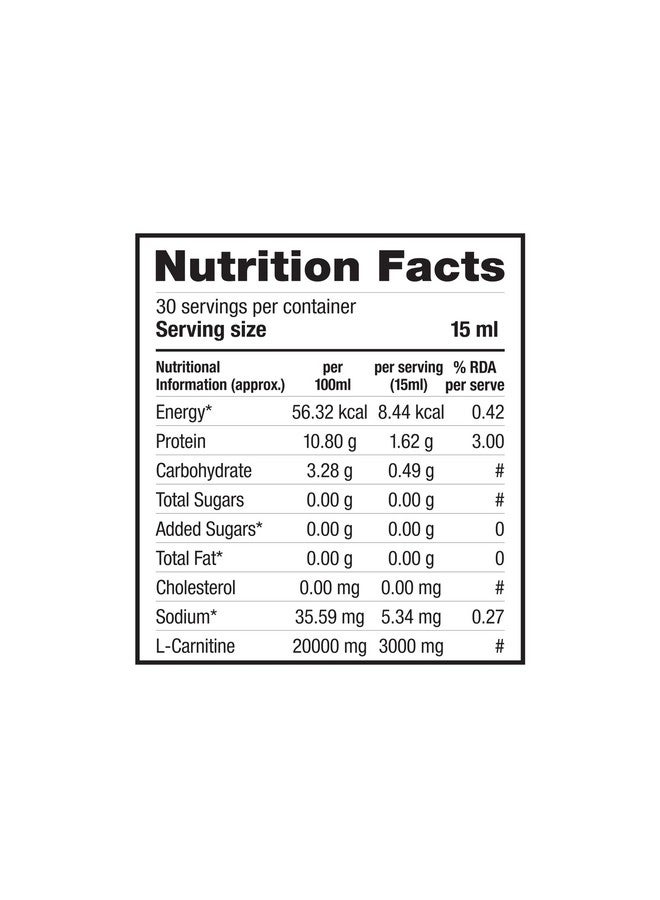 LABRADA لابرادا إل-كارنيتين 450 مل | 3000 ملغ من الأحماض الأمينية السائلة بدون سكر - 30 حصة (450 مل) (450 مل، ليتشي) - Image 2