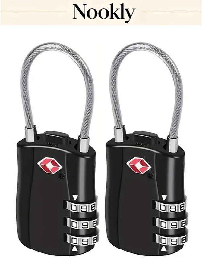 nookly TSA Approved Luggage Combination Locks (2 Pack) ,Combination Padlock with Alloy Body TSA Lock for Travel Bag, Suit Case, Lockers, Gym, Bike Locks or Other - Image 1