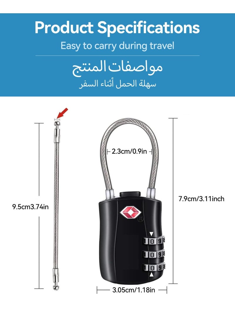 nookly TSA Approved Luggage Combination Locks (2 Pack) ,Combination Padlock with Alloy Body TSA Lock for Travel Bag, Suit Case, Lockers, Gym, Bike Locks or Other - Image 2