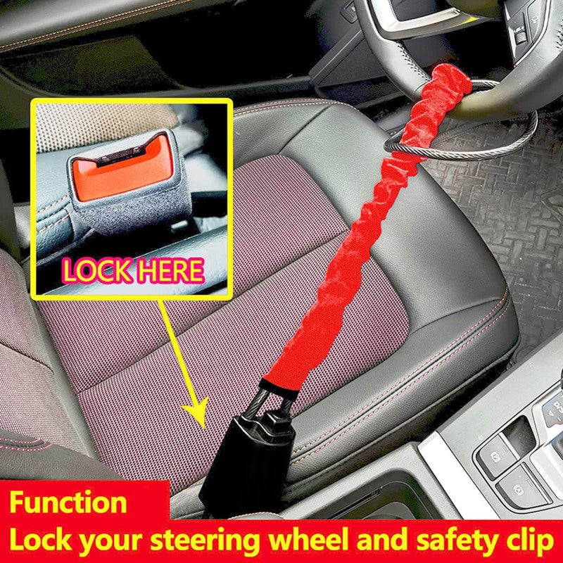 Steering Wheel Lock: Premium Shear-Resistant Iron Material - Universal Fit Anti Theft Locking Device for Cars, Trucks, Vans, SUVs, Golf Carts - Image 3