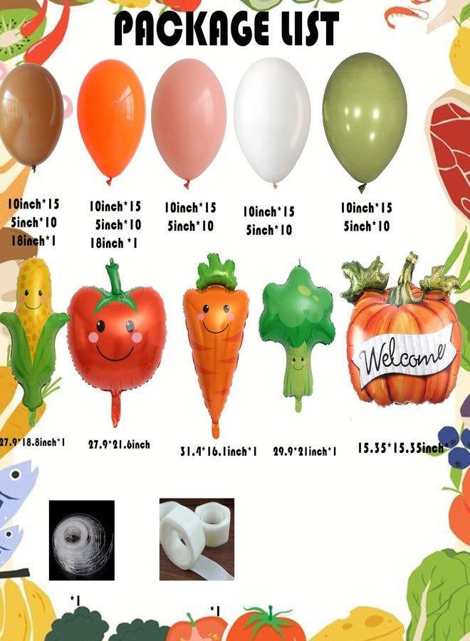 بالونار طقم قوس البالونات من سوق المزارعين، 144 قطعة من بالونات اللاتكس باللون الأخضر والقهوة البرتقالية مع بالونات من رقائق الخضار لحفلات استقبال المولود الجديد وأعياد الميلاد الأولى وحفلات الزفاف. - Image 2