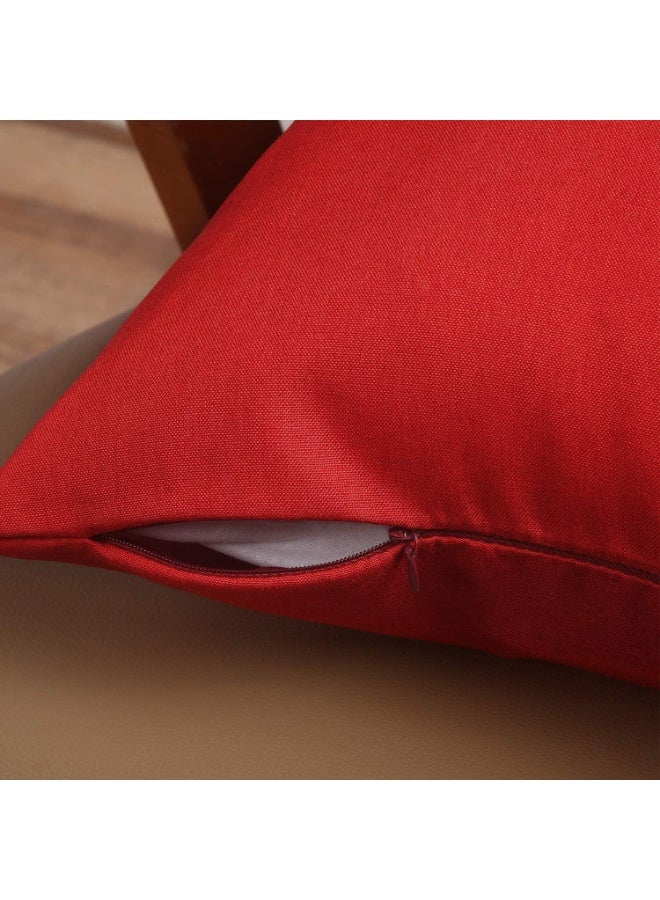 4 قطع غطاء وسادة ديكور مربع مقاوم للماء للاستخدام الخارجي، 18 × 18 بوصة، أحمر - Image 5