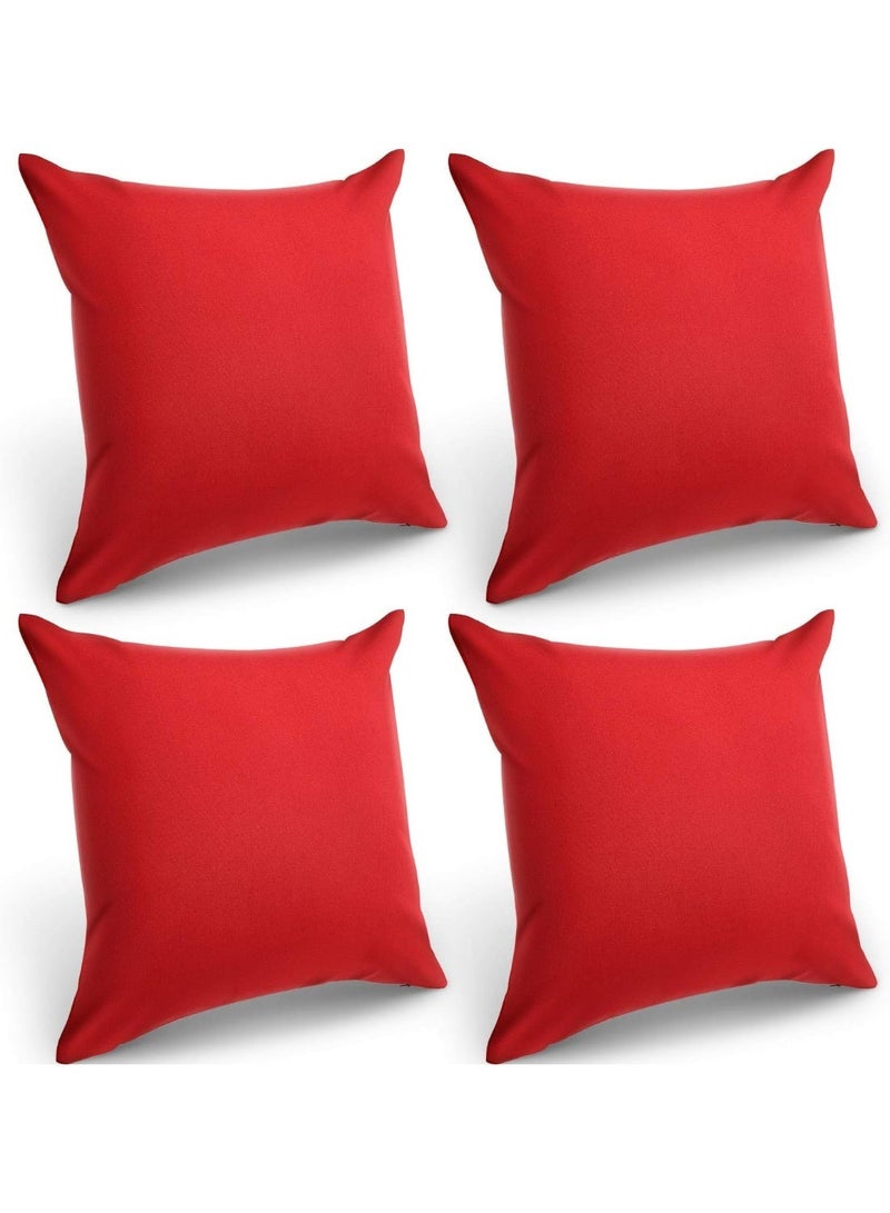 4 قطع غطاء وسادة ديكور مربع مقاوم للماء للاستخدام الخارجي، 18 × 18 بوصة، أحمر - Image 1