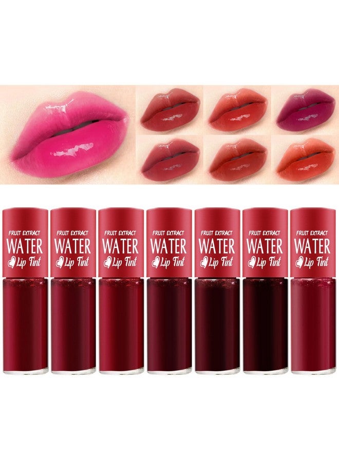 LemonSac 7 Colors Lip Tint Stain Set Plumping Mini Liquid Lipstick Korean Lip Gloss Moisturizing Natural Multiuse Lip And Cheek Tint Long Lasting Nonstick Cup Waterproof High Pigment Vivid Color (Set A) - Image 1