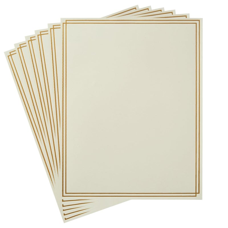 Topeen 60 Pack Stationery Set Paper with Gold Border, 8.5x11 Inch Paper Sheets for Writing Letters, Letter Size Writing Paper (Cream Color, 8.5x11 inches) - Image 1