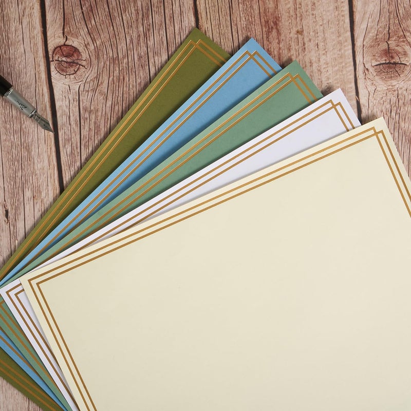 Topeen 60 Pack Stationery Set Paper with Gold Border, 8.5x11 Inch Paper Sheets for Writing Letters, Letter Size Writing Paper (Cream Color, 8.5x11 inches) - Image 4