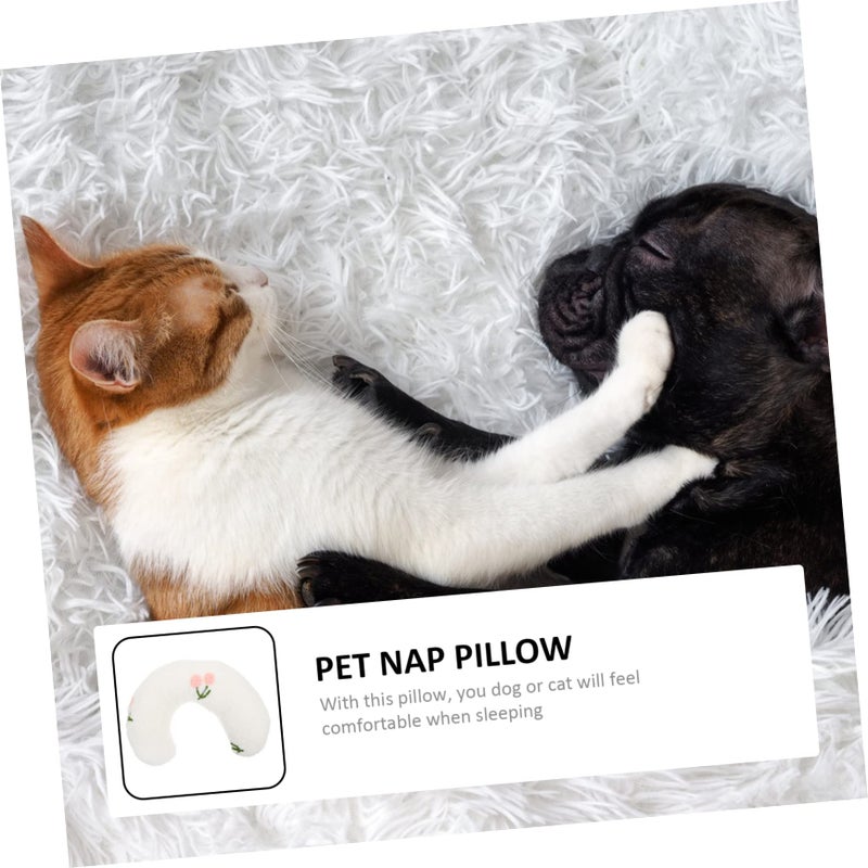 U Shaped Pet Pillow Breathable Neck Support Cushion for Deep Sleep All Season Comfort in White - Image 4