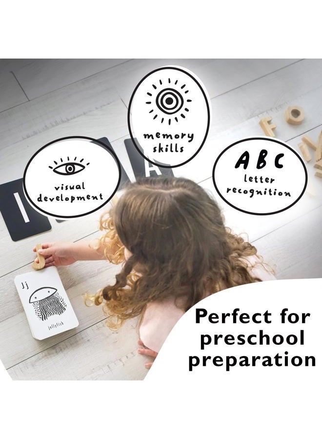 Wee Gallery Educational Flashcards for Babies, Double Sided Black and White Learning Flash cards, Woodland Animal Alphabet Cards for Visual Stimulation and Cognitive Development of Toddlers - Image 3
