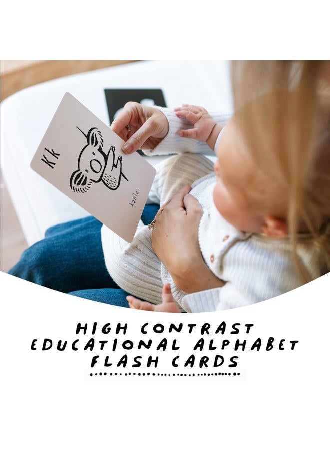 Wee Gallery Educational Flashcards for Babies, Double Sided Black and White Learning Flash cards, Woodland Animal Alphabet Cards for Visual Stimulation and Cognitive Development of Toddlers - Image 2