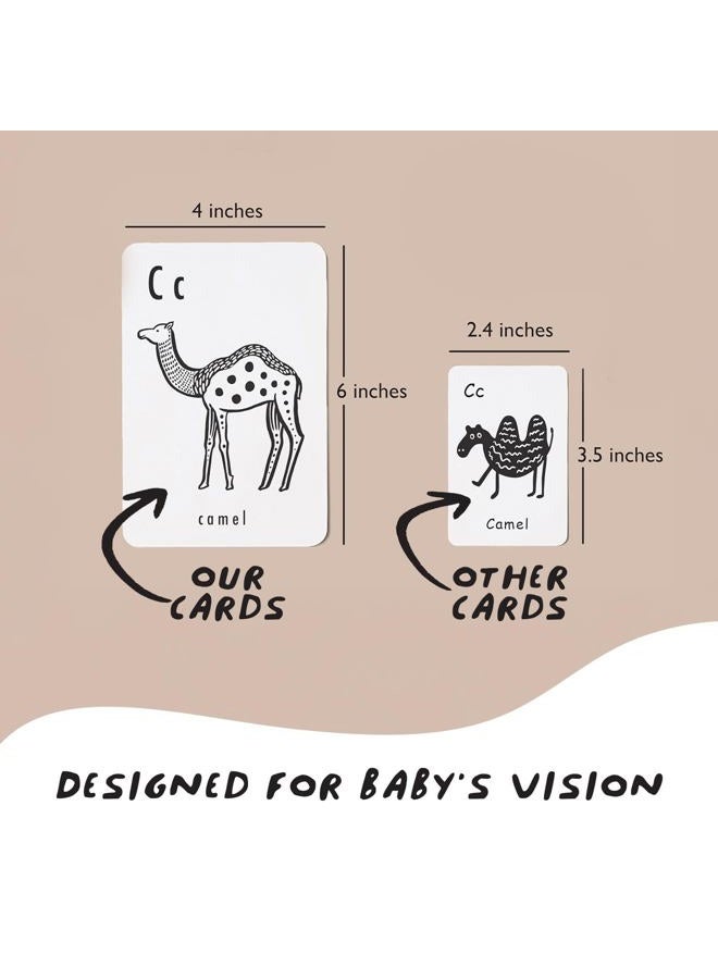 Wee Gallery Educational Flashcards for Babies, Double Sided Black and White Learning Flash cards, Woodland Animal Alphabet Cards for Visual Stimulation and Cognitive Development of Toddlers - Image 4