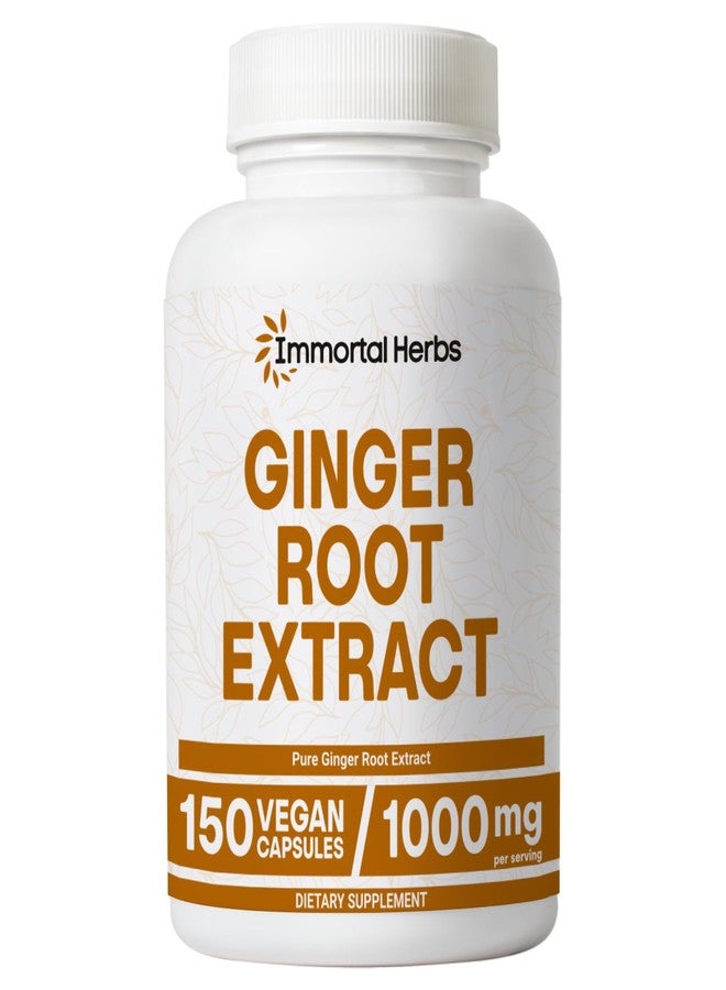 Immortal Herbs كبسولات جذر الزنجبيل من إيمورتال هيربس، 1000 ملغ، مسحوق مستخلص بنسبة 4:1، 150 كبسولة، مكمل غذائي نباتي، غير معدل وراثيًا، وخالٍ من الغلوتين، للرجال والنساء، يكفي لمدة شهرين - Image 1