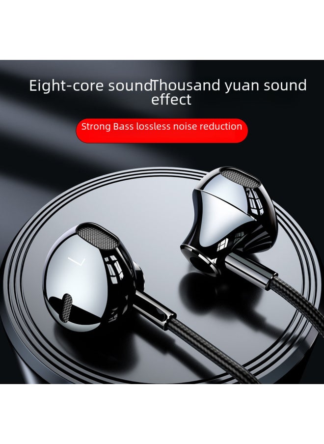 Generic - BNR Headphones Are Suitable For Huawei Eight Nuclear High-quality Apple Wire-controlled Gaming Computer Mobile Phone Earplugs-Color:S6 Ultimate Edition [Cool Black] Gift Box Package + Silicone Ear Cap Clip + Storage Bag - Image 1