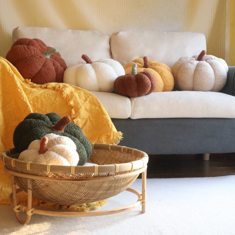 YRXRUS YRXRUS Halloween Pumpkin Pillows  Off White Pumpkin Shaped Throw Pillows Room Decoration  Teddy Fleece Cute 6x12 Inches Soft Pillow for Natural  Accent Halloween Pillows  Fall Decor  - Image 4