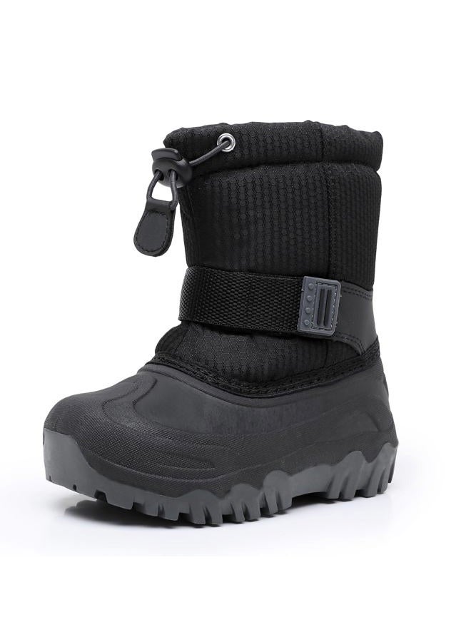Ahannie Kids Boys Girls Winter Snow Boots Waterproof Anti-Slip Warm Outdoor Shoes (Toddler/Little Kid), Black, 10 Toddler - Image 1
