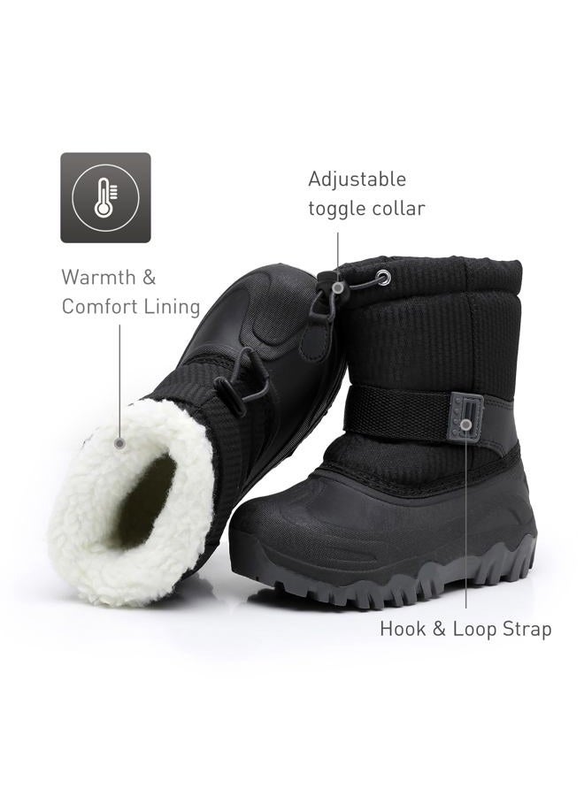 Ahannie Kids Boys Girls Winter Snow Boots Waterproof Anti-Slip Warm Outdoor Shoes (Toddler/Little Kid), Black, 10 Toddler - Image 4