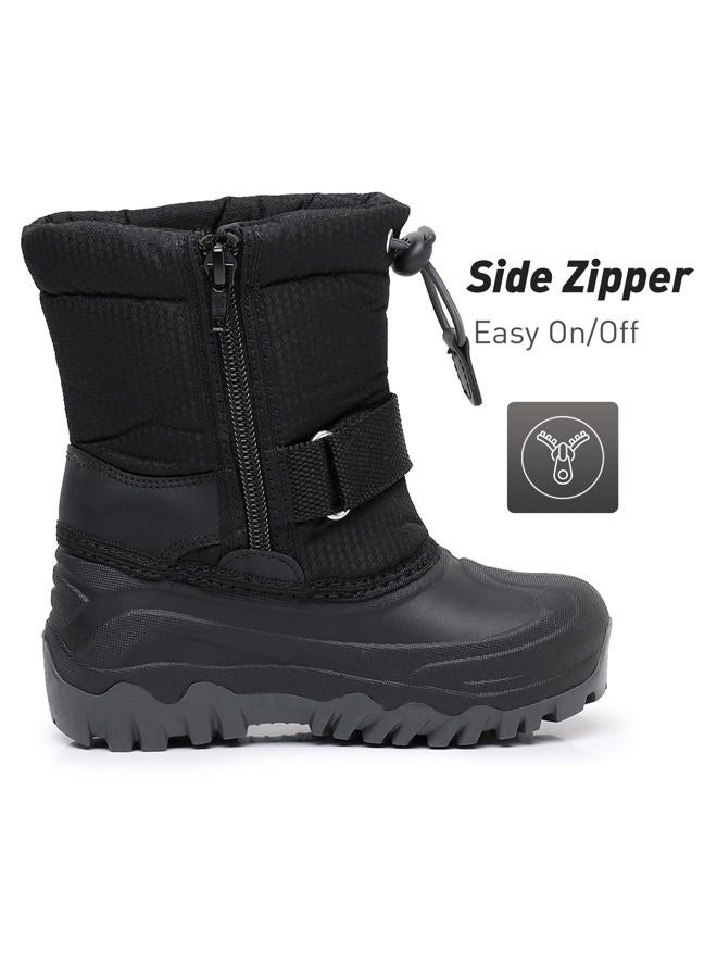 Ahannie Kids Boys Girls Winter Snow Boots Waterproof Anti-Slip Warm Outdoor Shoes (Toddler/Little Kid), Black, 10 Toddler - Image 3