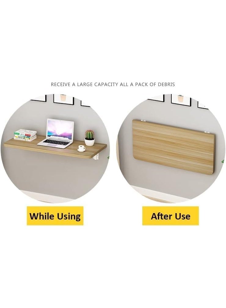 VITION حامل حائط للكمبيوتر طاولة قابلة للطي مثبتة على الحائط، رف معدني قابل للطي طاولة مقعد حوامل (تان، 50 × 80 سم) - Image 3